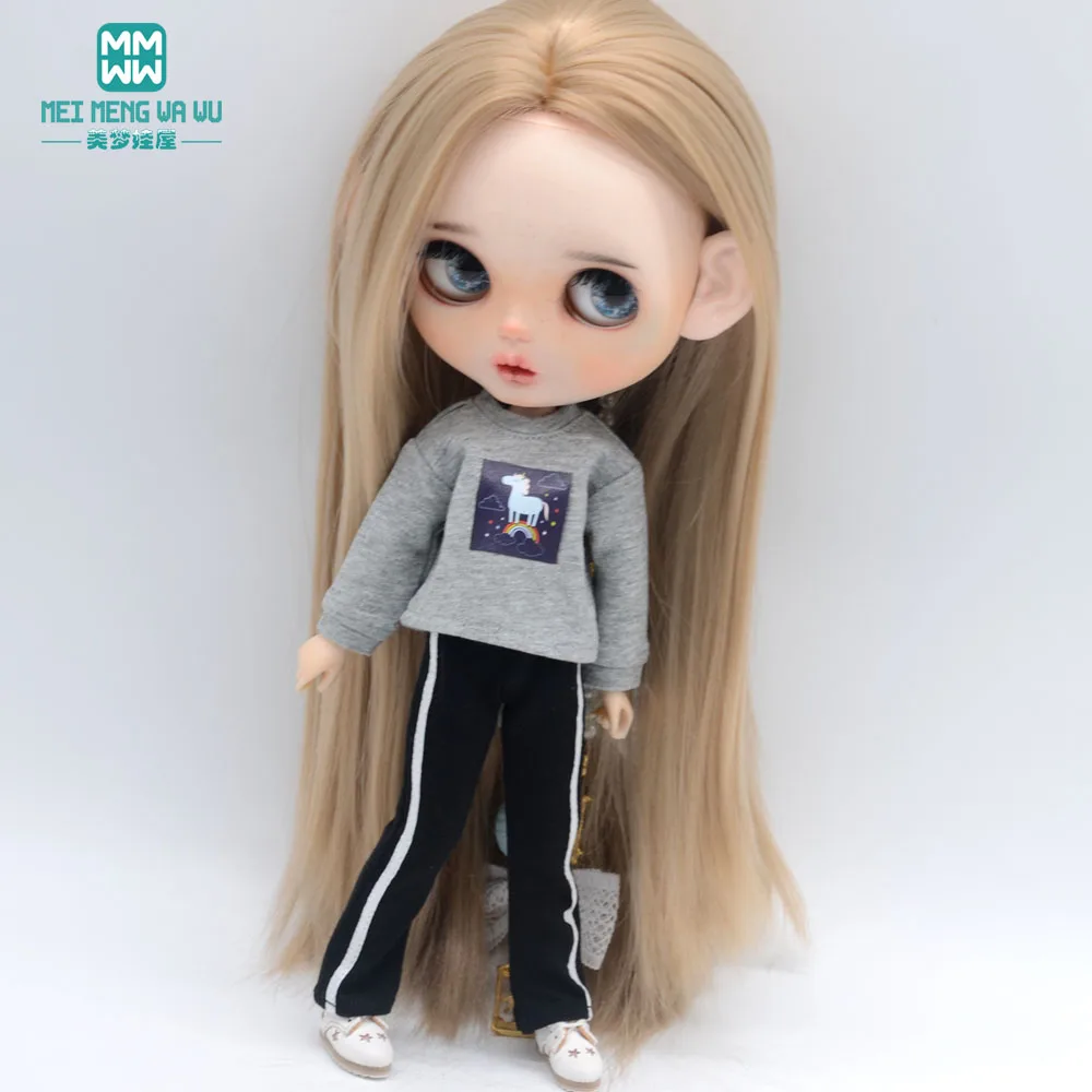 เสื้อผ้าสําหรับตุ๊กตาแฟชั่นพิมพ์ Sweatpants เหมาะกับ Blyth Azone OB22 OB24 ตุ๊กตาของเล่นของขวัญ