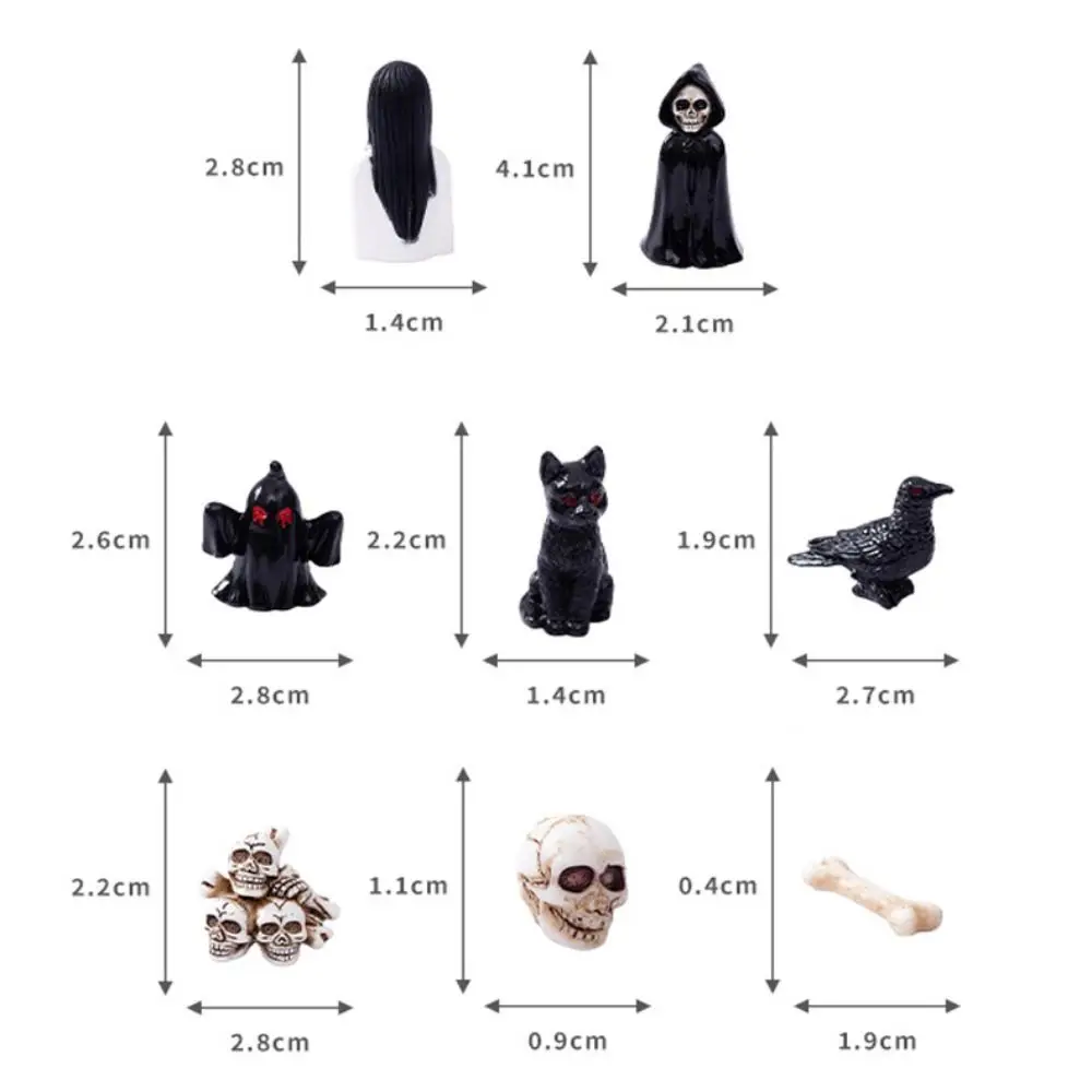 تمثال مصغر للهاليان ، راتنج صغير ، منظر طبيعي صغير ، عظام ، جمجمة ، تابوت ، منزل ، كرسي ، كرتون ، مخيف ، شبح ، تمثال ، زينة حفلات