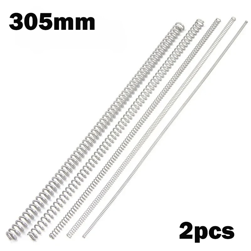 304 Stainless Steel Length 305mm Return Spring Diameter 0.8-0.9-1.0mm Compression Spring - 2pcs