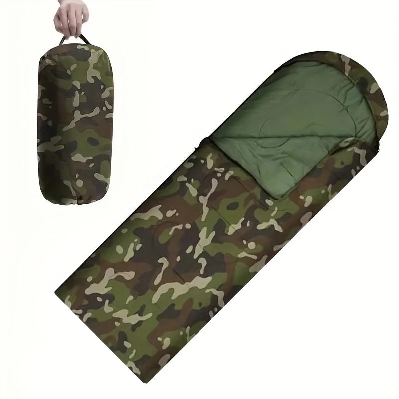 

1pc Winter Camping Sleeping Bag - Waterproof, Insulated, Zipper Closure, Polyester Fabric - Ideal for Men and Women, Camping, Tr