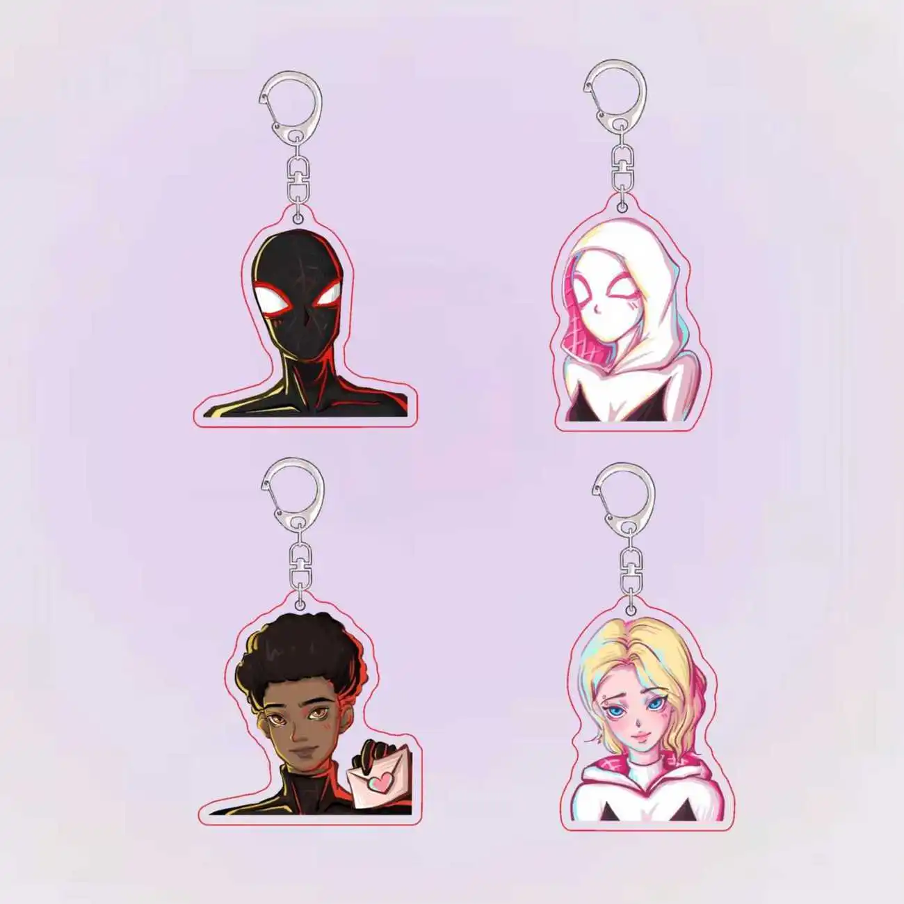 Spider-Man Across the Spider-Verse Acrylic Keychain Miles Morales Spider Key Chain Parallel Universe Hero Key Charm Pendant