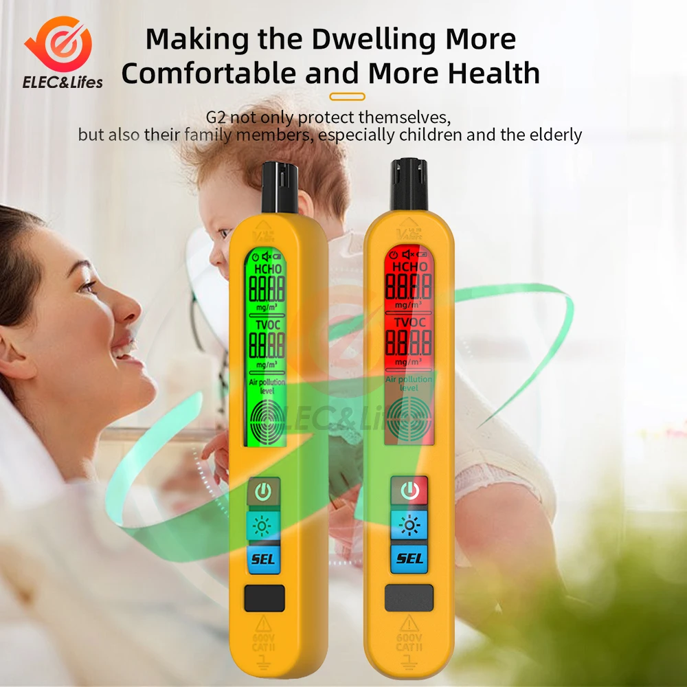 كاشف جودة الهواء المحمول ، G2 ، التنبيه التلقائي ، الفورمالديهايد ، HCHO ، TVOC ، شاشة LCD ، قابلة لإعادة الشحن ، المنزل ، المكتب ، الكشف ، جديد