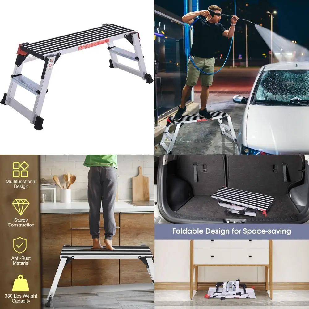 

Aluminum Folding Workbench Ladder with Non-Slip Platform and 330lbs Capacity for Drywall and General Use