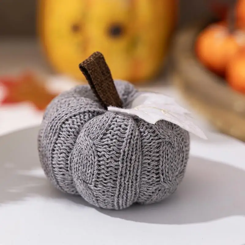 1PC home decoration ornaments Thanksgiving Harvest Day knitted pumpkin can be used as ornaments Fake Pumpkin