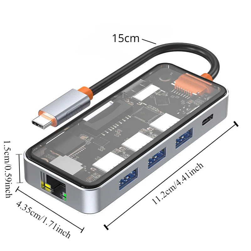 Imagem -04 - Usb c Hub para Macbook Laptop tipo c 3.1 para Hdmi Adaptador 4k 5gb Rj45 sd Leitor de Cartão tf Usb 3.0 100w pd Carga Rápida em 1