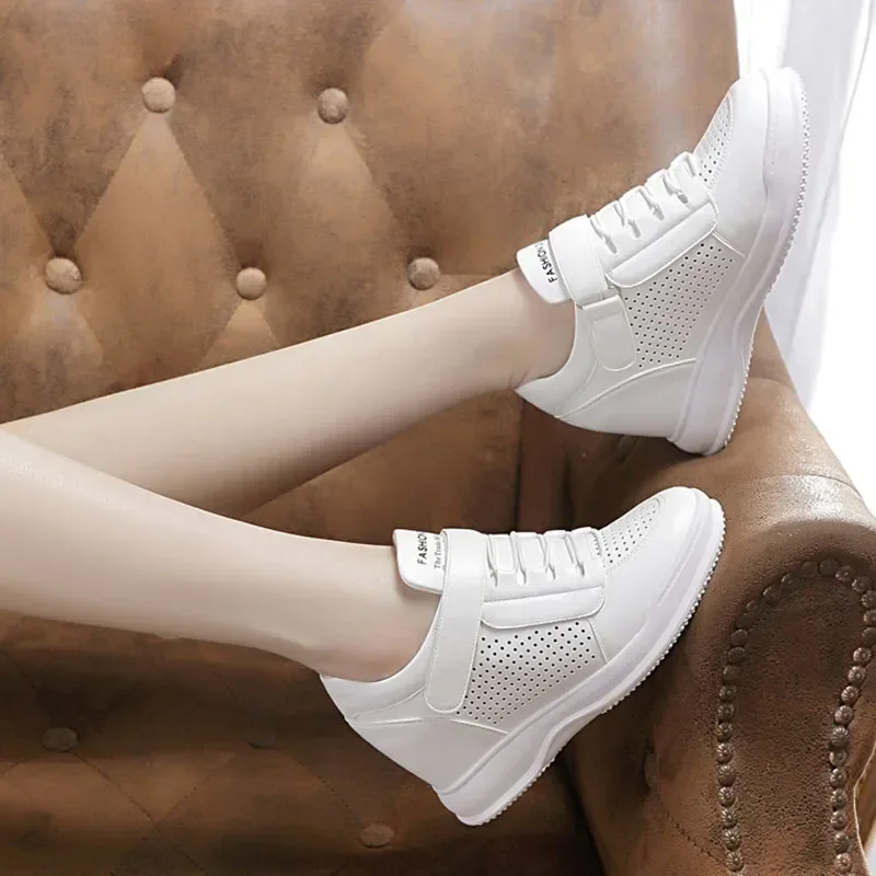 2023 Autumn Women\'s Shoes New Flat Increase Heels Casual Female Student Shoes MAGIC TAPE Single Shoes