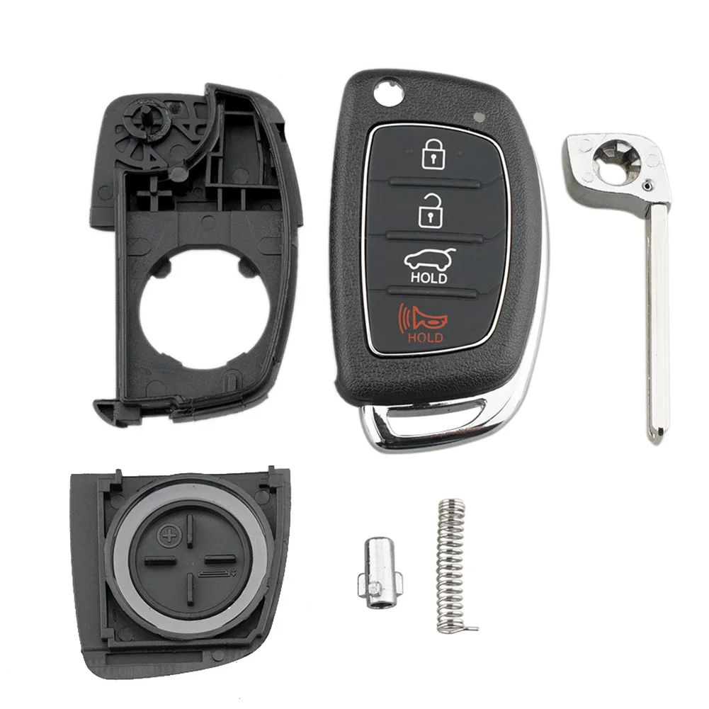 New Remote Key Shell For Hyundai Tucson Santa Fe /ix45 Sonata i40 4 Buttons ABS Black Flip Folding Remote Key Fob Case