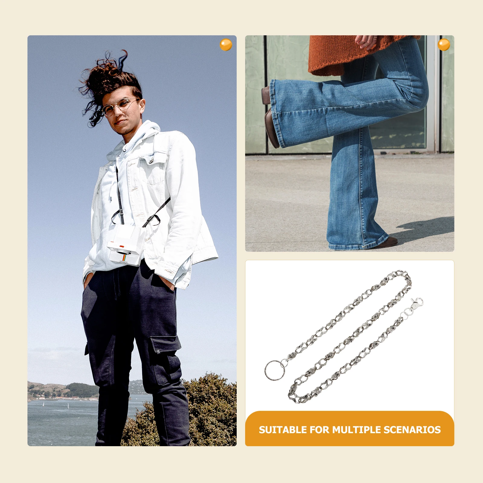 

Metal Skull Waist Chain Fashion Trousers Accessory Chains Stylish Pants Decorative Cool Belt Durable Premium Material Long