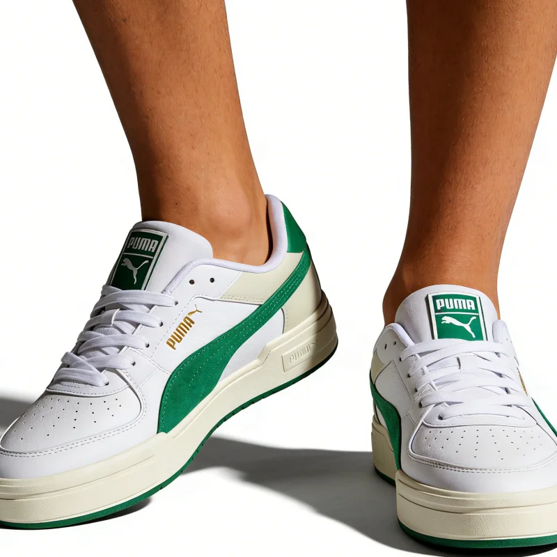 

PUMA Unisex Retro Low Top Board Sneakers 387327-10 Puma White Green Suede Formstrip Casual Shoes