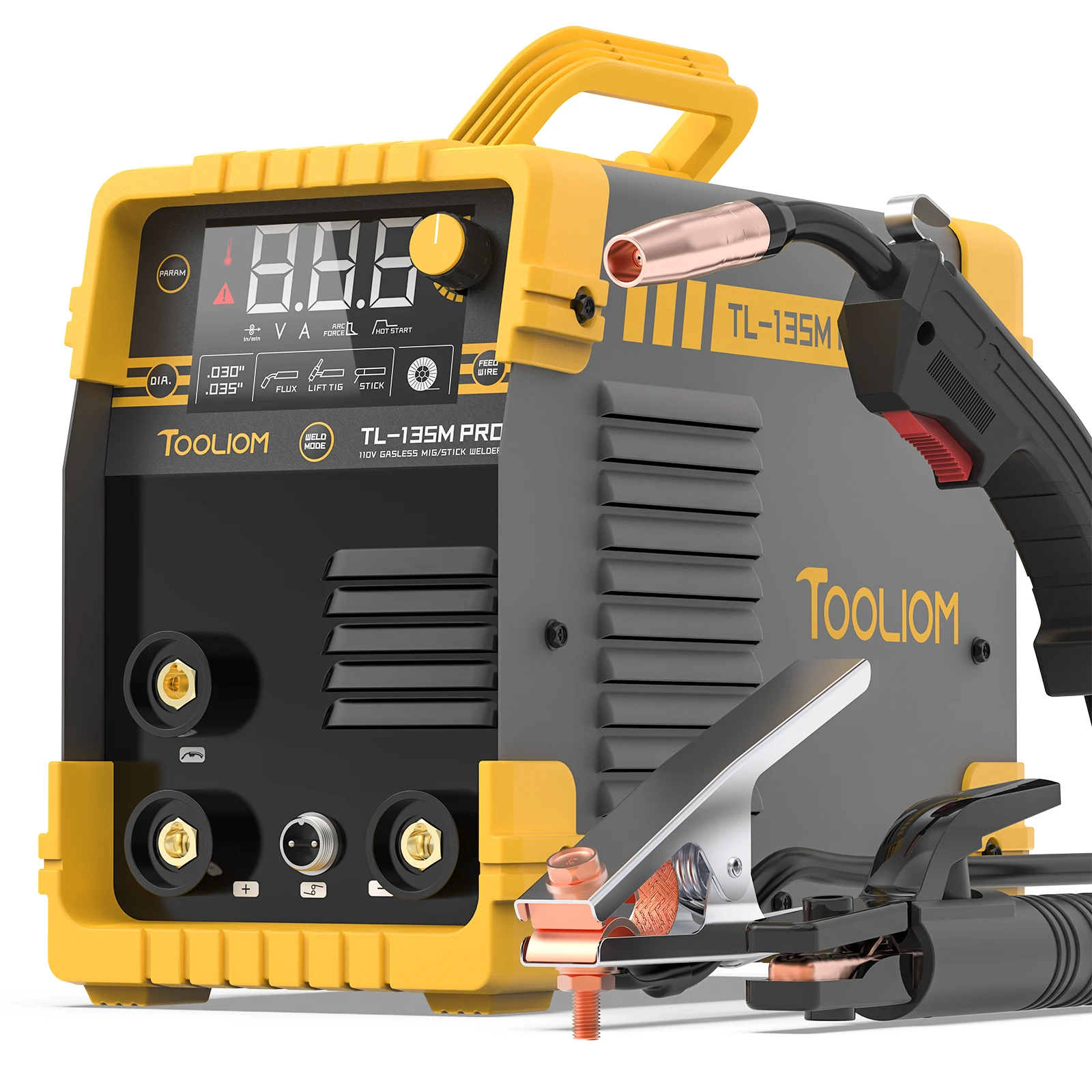

TOOLIOM 135A MIG Welder Flux Core 110V MIG Welder Gasless Flux MIG/Lift TIG/Stick 3 in 1 Welding Machine IGBT DC Inverter