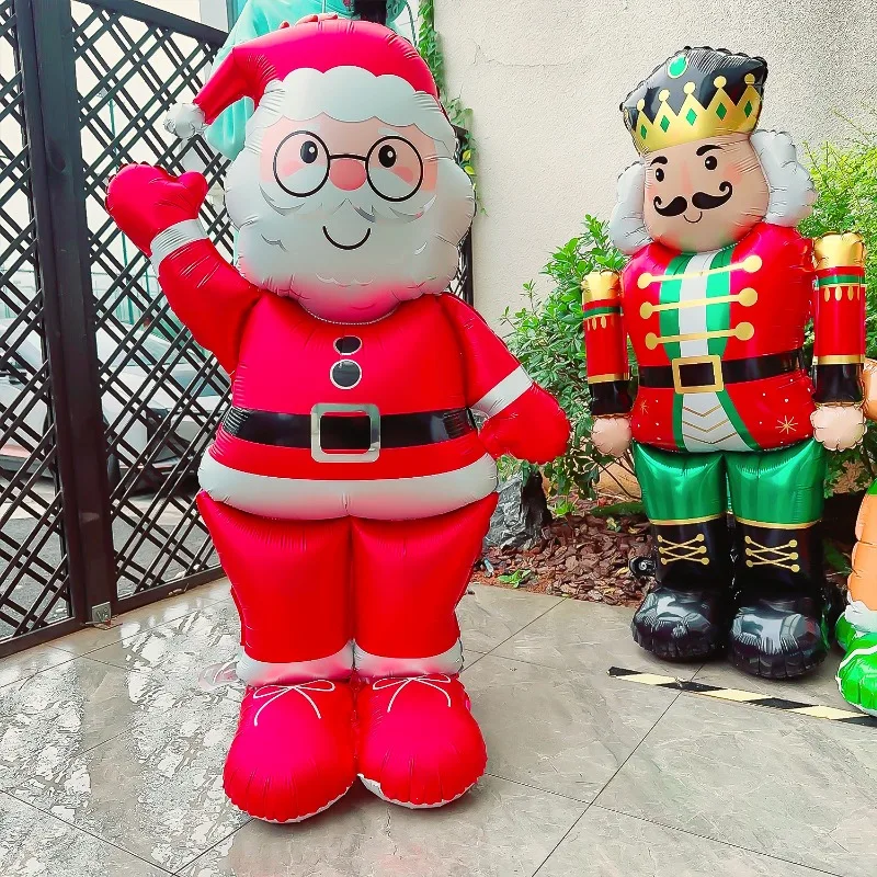 Christmas Large Standing Balloons 3D Inflatable Aluminum Foil Balloon Santa Claus Snowman Xmas Party Home Decors Supply Kid Gift