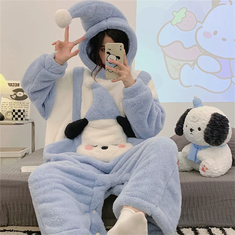 Autumn and Winter Sweet Cartoon One-piece Pajamas Full Body Pajama Kigurumi Animal Flannel Sleepwear Cosplay Costume Loungewear