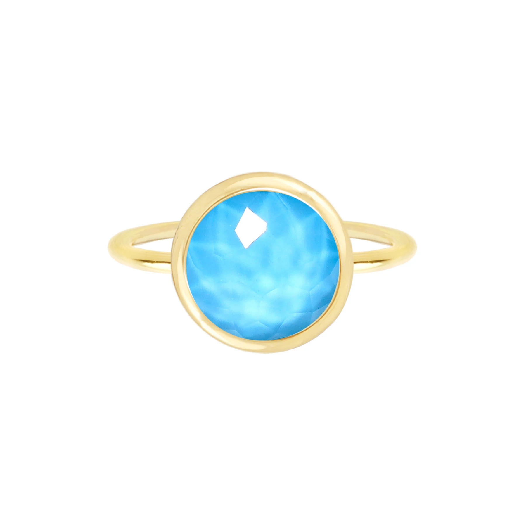 Turquoise Quartz Doublet Lollipop Ring 14k Gold Filled Ring Jewelry for Woman