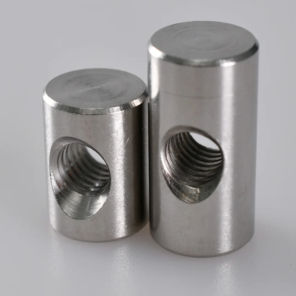 M4 M5 M6 304 Stainless Steel Barrel Nut Cylindrical Pin Dowel Wood Furniture Embedded Hammer Nuts Locking Long Nut