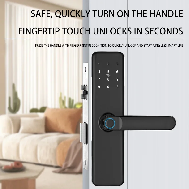 2026 Tuya Smart Combination Fingerprint Lock Apartment Rental Electronic Office Graffiti Lock Wooden Door Lock Body 22*160