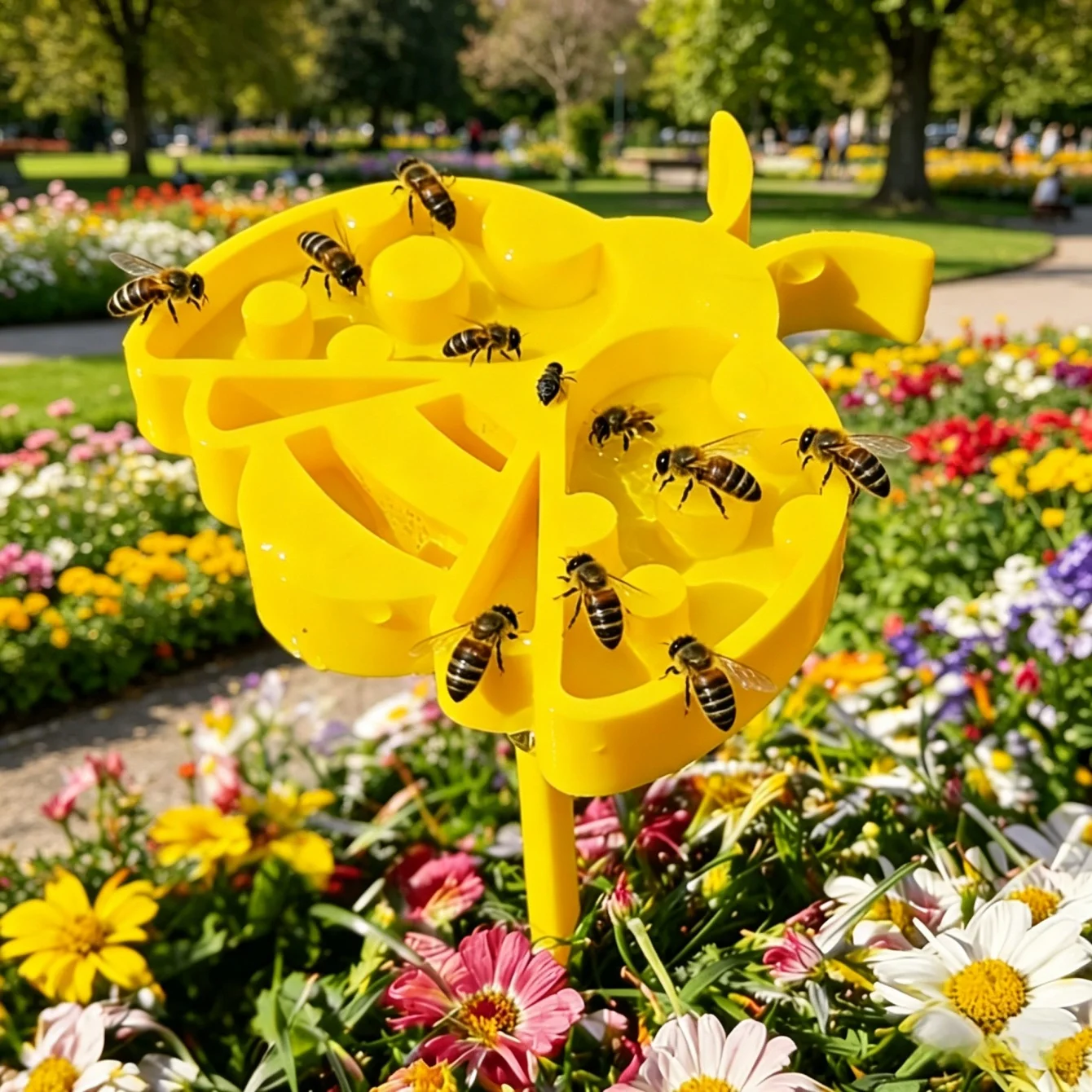Creative Bee Water Feeder Garden Ground Plug Portable Outdoor Bee Drinking Device Cute Bee Shape Yard Lawn Landscape Decoration
