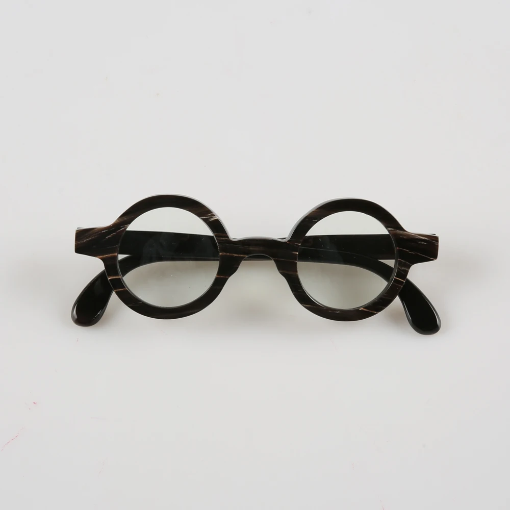 

Eyeglass Frames Unique Round Vintage Retro Stripes Optical Myopia Eyeglasses Handmade Buffalo Horn Prescription Eyeglass Frames