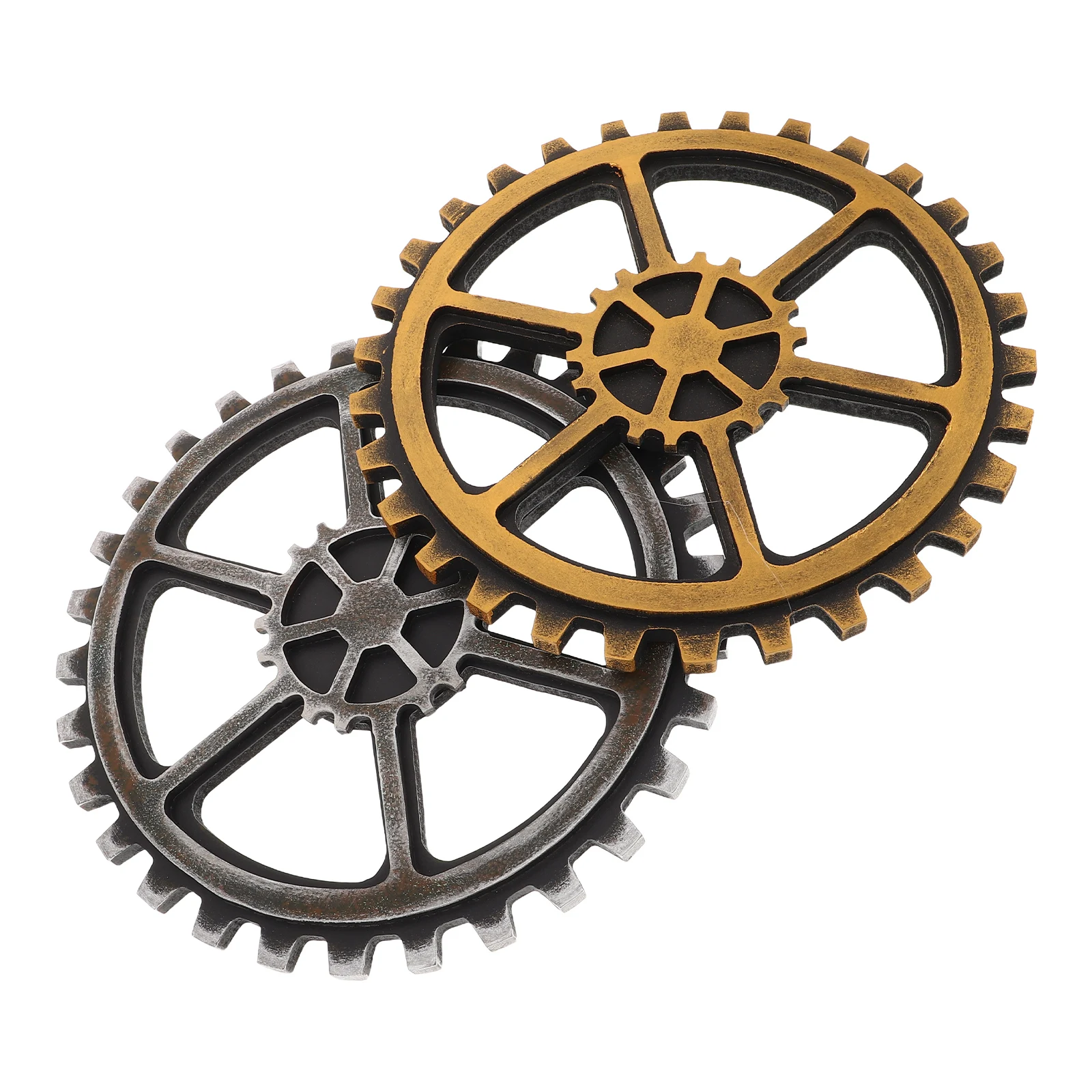 

2pcs Industrial Style Wall Decor Gear Craft for Living Room Office Bar Cafe Retro Metal Wooden Ornament