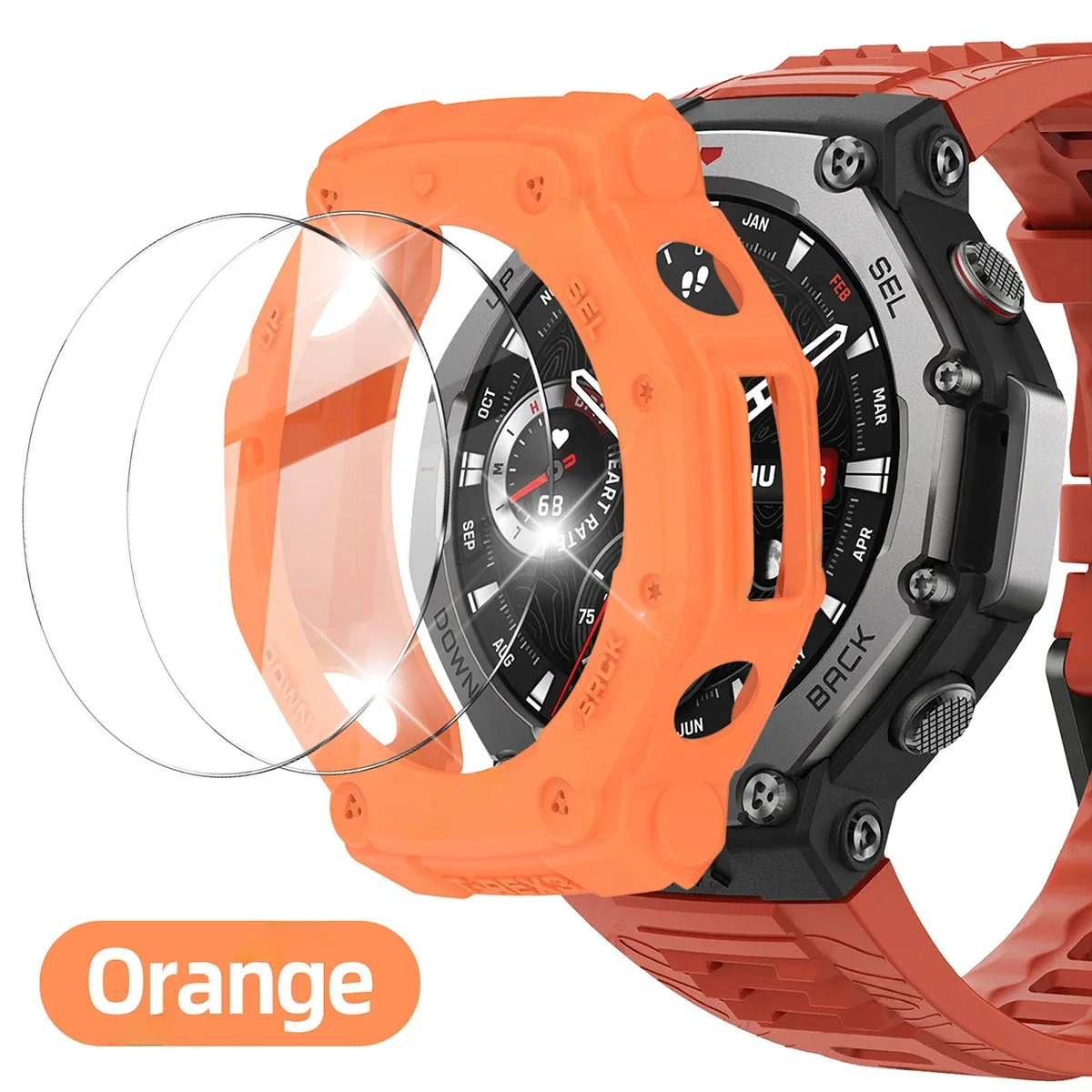 2-IN-1 Glass+Case for Amazfit T-Rex 3 Screen Protector Tempered Glass Film And Bumper Protective Cover TRex 3 Accessories Set