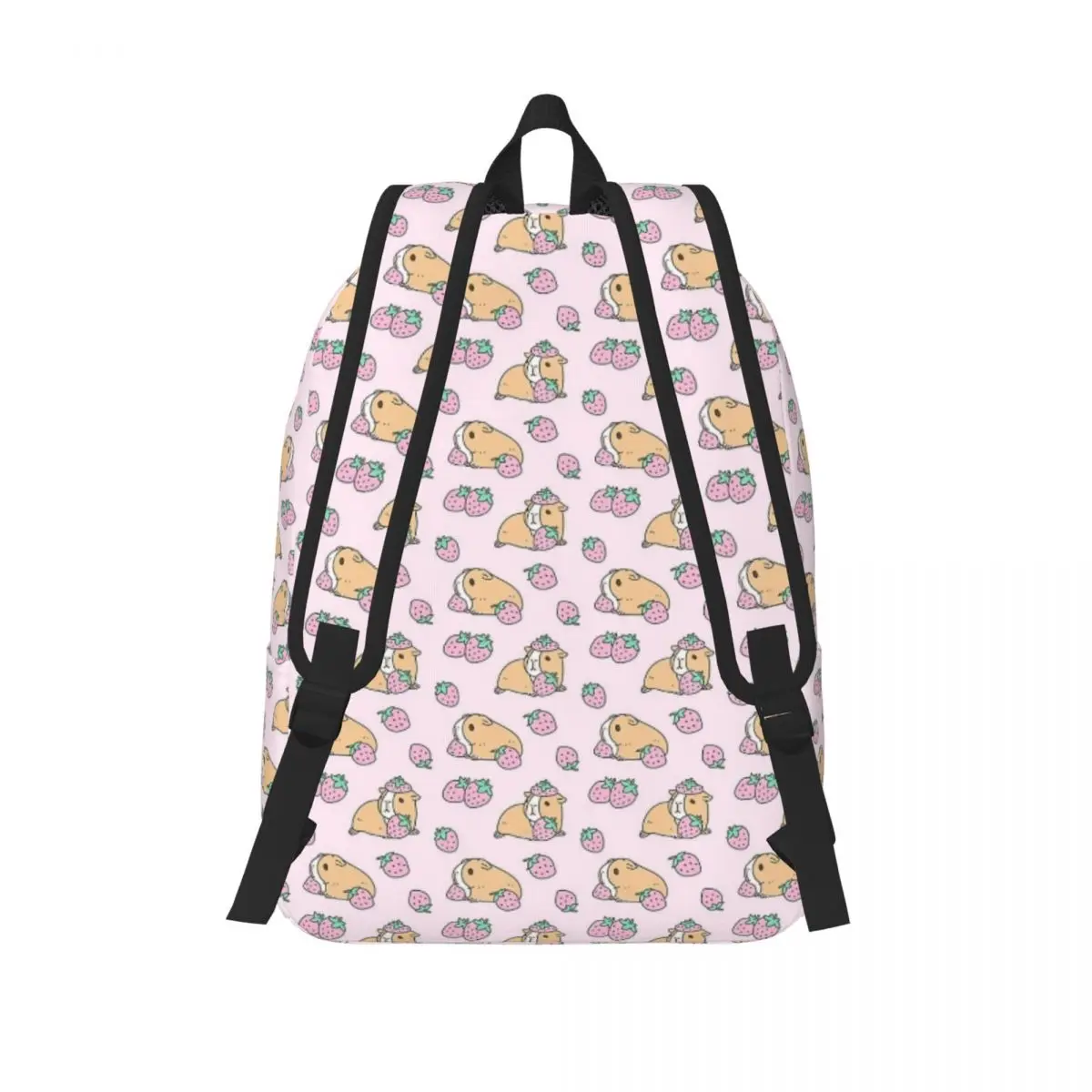 Mochila de morango doce cobaia rosa, mochila de lona menino e menina do jardim de infância Amantes do estudante da escola primária