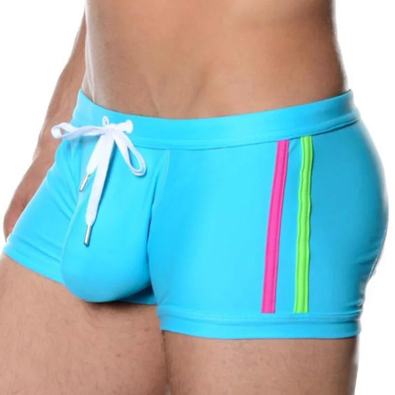 Sexy Men Swimming Trunks Nylon Quick Dry Swimsuit Summer Breathable Beach Boxer Shorts Fashion Gay Pouch Sport Surfing Swimwear