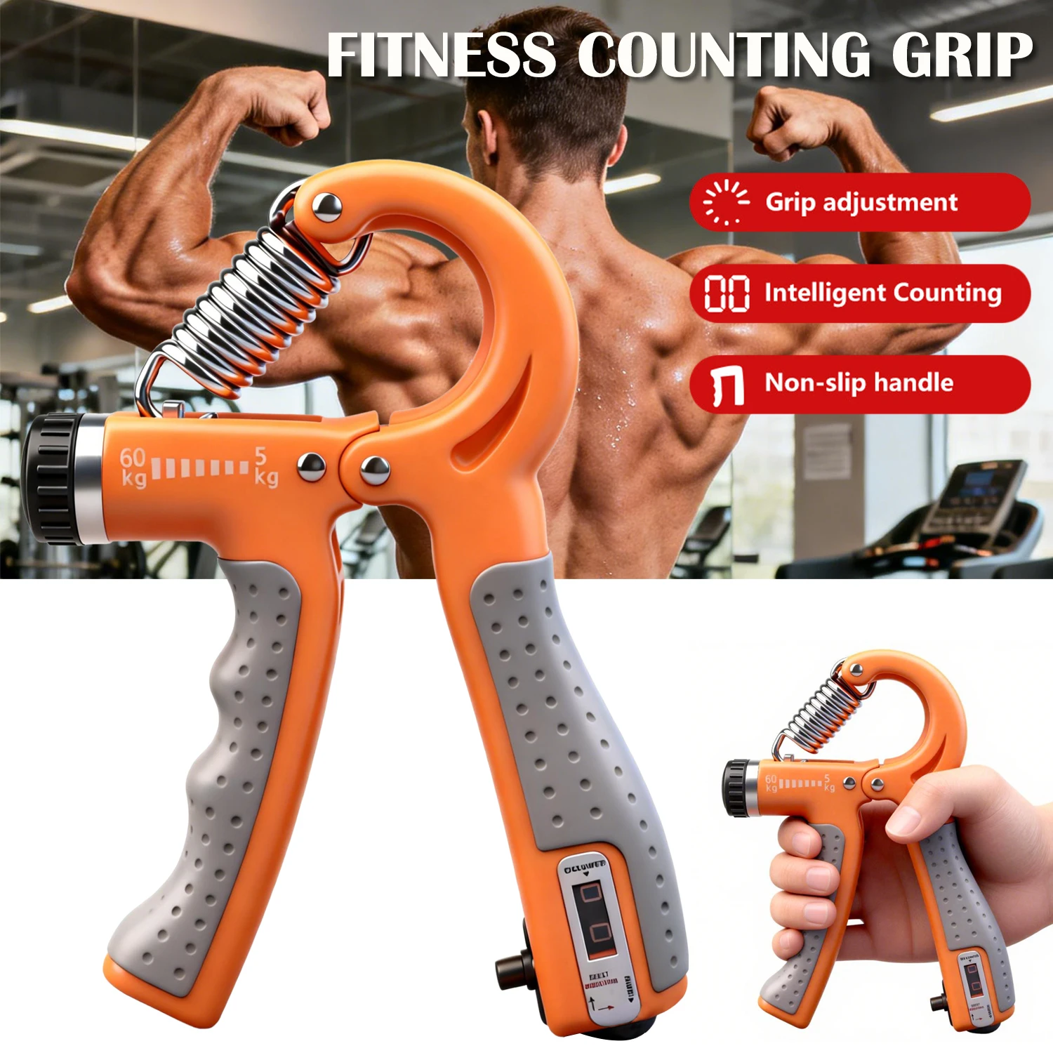 5–60 kg verstellbarer Handgriff, Unterarmübung, Finger-Expander, Stärker, Greifer, Arm, Handgelenk-Trainer, Fitness für Muskelaufbau