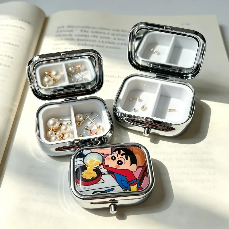 Crayon Shin-chan Mini Sealed Metal Tin Box Moisture Proof Pocket Candy Pill Travel Storage Container Anime Fans Collectible Gift