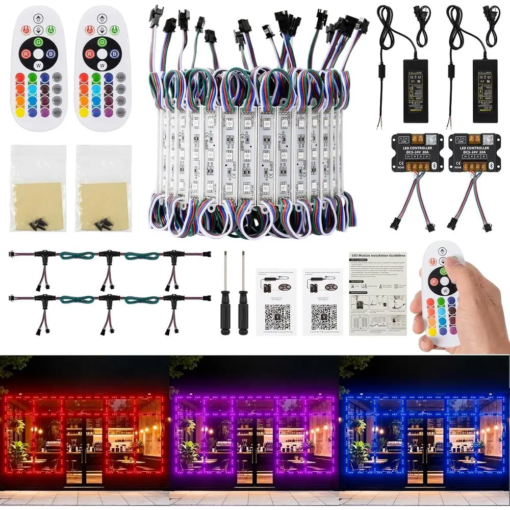 

Storeront LED Lights or BusinBluetooth APP Control 80t 160PCS 5050 SMD RGB 3 LED Strip Lights with Supplemental Power Cable Supe