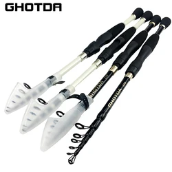 Ghotda Short Telescopic Lure Fishing Rod 1.6M 1.8M 2.1M 2.4M Portable Carbon Fiber White/Black Spinning/Casting Fish Rod Tackle