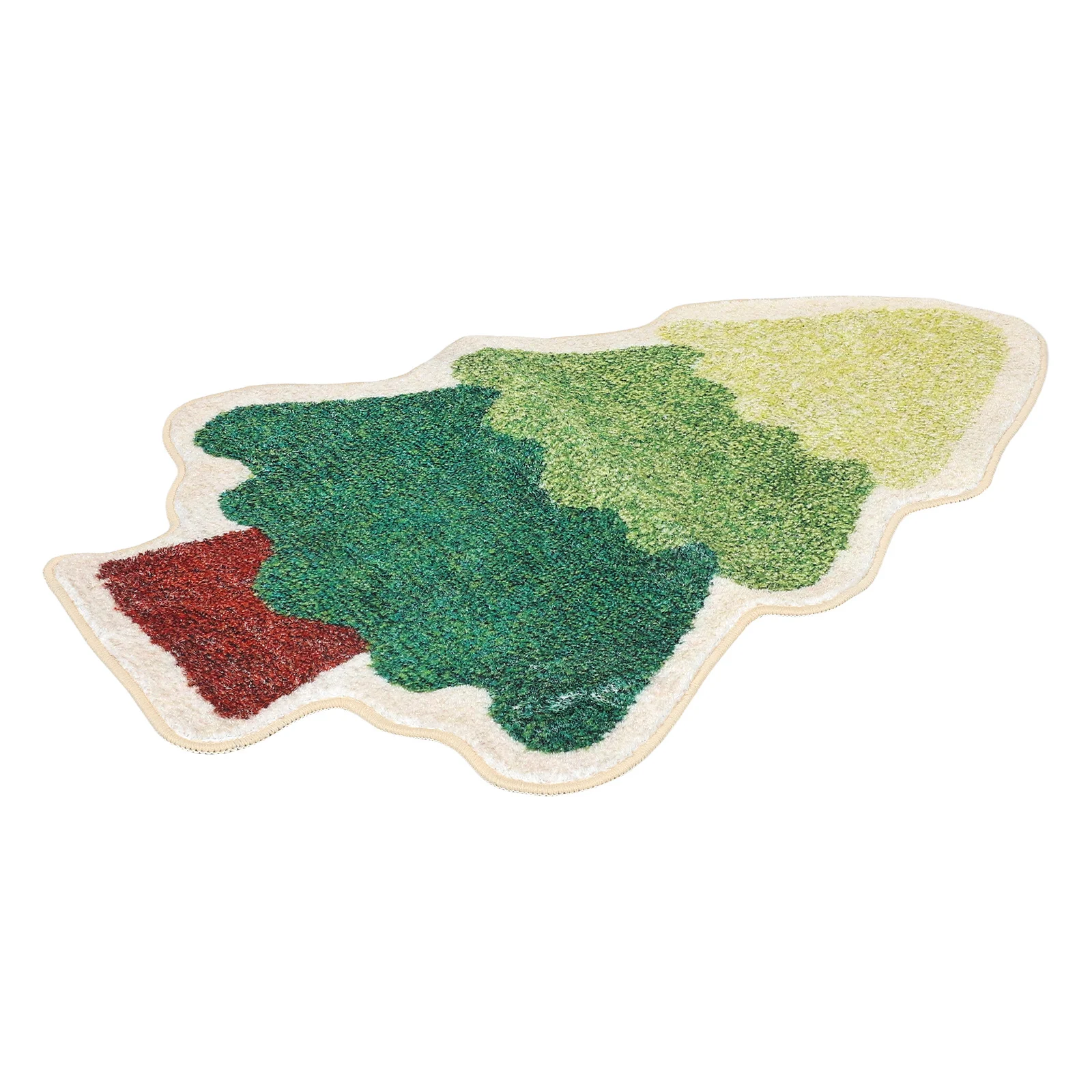 

Soft Faux Cashmere Christmas Tree Rug Non-Slip Holiday Doormat Washable Festive Bedroom Carpet for Living Room Bathroom