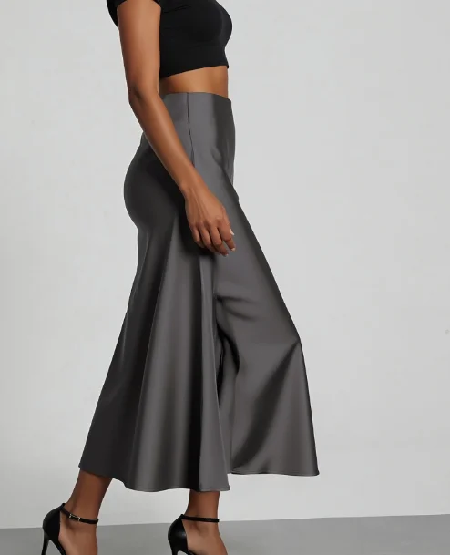 

Fashion Satin Party Long Skirt High Waist Solid Color Casual Basic Women Skirts Fishtail Skirt Chic Summer Woman Clothing 2025