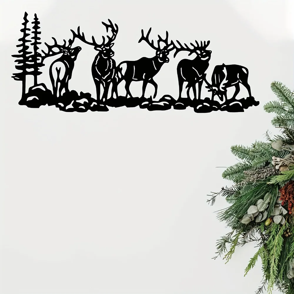 1/2 Pcs Deer Metal Wall Art Indoor Outdoor Hanging Ornament Perfect Home Holiday Gift Decor