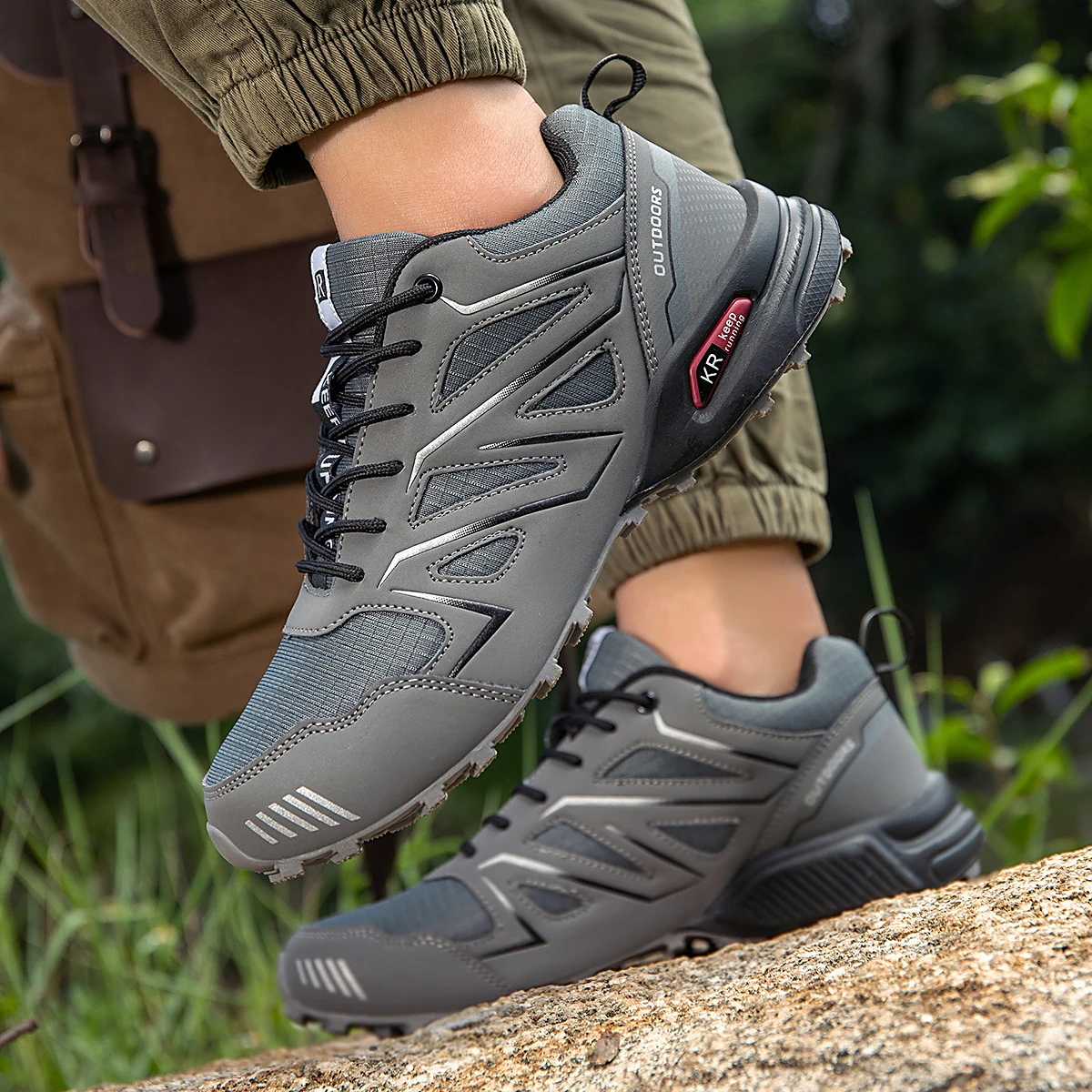 Wasserdichte Herren-Wanderschuhe, atmungsaktives Obermaterial, geeignet für jedes Gelände, Outdoor-Offroad, rutschfest, verschleißfest, Sportschuhe – Detail 22