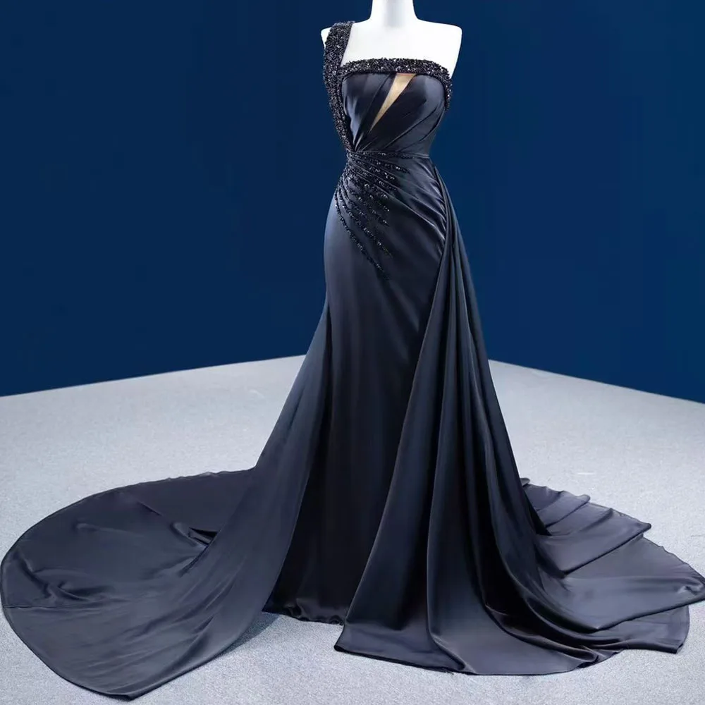 

Женское вечернее платье 2026 года на одно плечо без рукавов, с шнуровкой на спине, расшитое бисером, с драпировкой, на заказ, Robe De Soirée