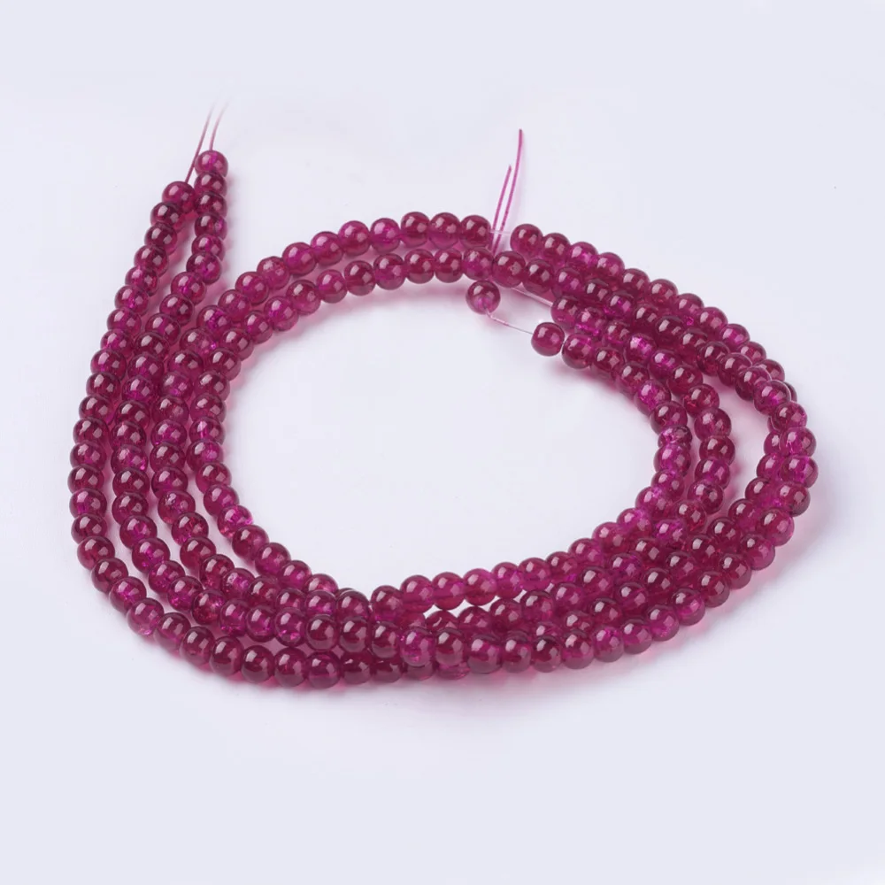 1Strand Spray Painted Crackle Glass Beads Strands Round FireBrick 4mm Hole: 1.1~1.3mm about 200pcs/strand 31.4 inch