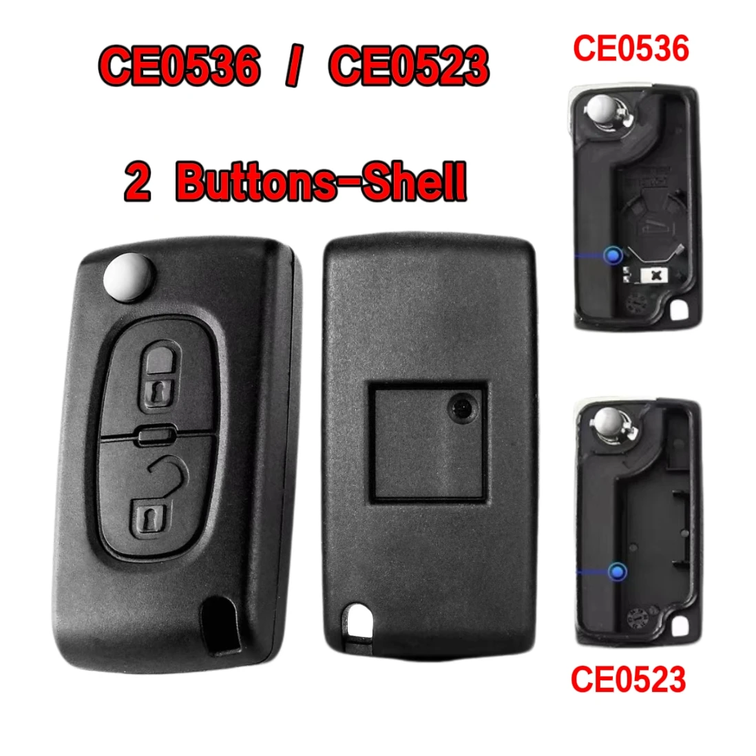 jingxin 0523/0536 Autoschlüssel-Gehäuse Ersatz 2 Tasten Klapp-Fernbedienungsgehäuse für Peugeot 307 207 308 Fernbedienungsgehäuse HU83/VA2 Klinge – Detail 1