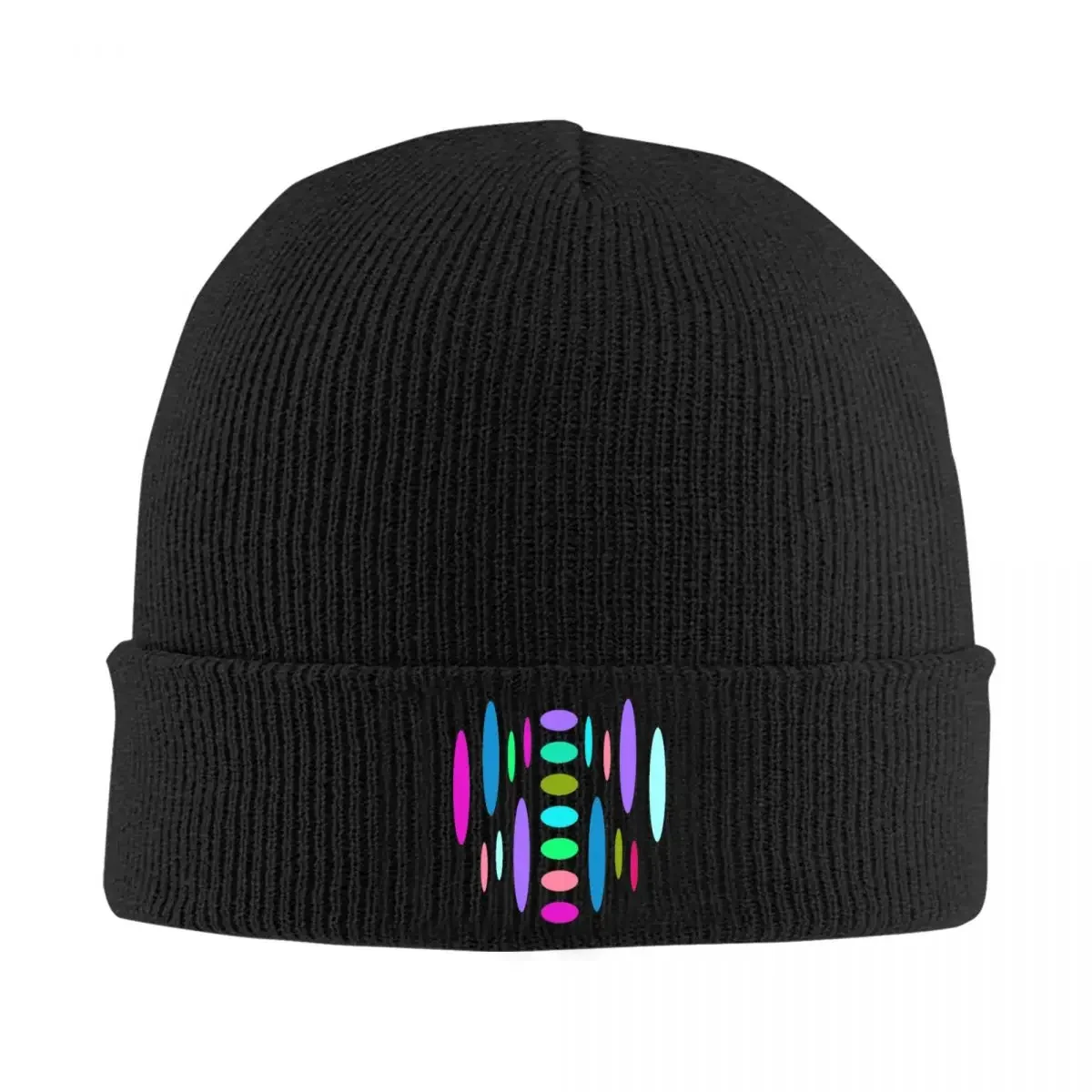 Colorful Ovals Paint Palette Patterns Warm Knitted Cap Hip Hop Bonnet Hat Autumn Winter Outdoor Beanies Hats for Unisex Adult