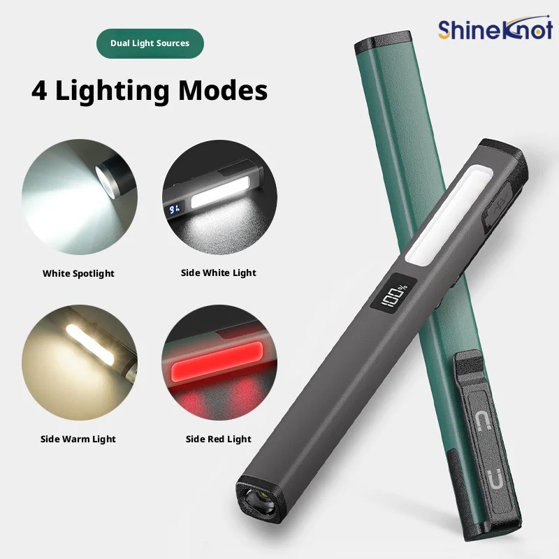 SHINEKNOT LED Multi-Function Pen Lamp USB-Rechargeable Yellow White Light Medical Light COB Strong Magnetic Attachment Torch