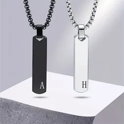 WANZHI New Stainless Steel Geometric Letter Pendant Necklace for Men and Women High-end Long Chain Necklace Fashion Accessories
