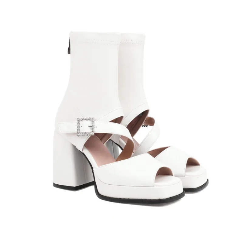 Design Women Gladialtor Sandals Peep Toe Square heel Zipper Belt Buckle Platform Summer Female Fashion Shoes Plus Size 41 42 43 view 6