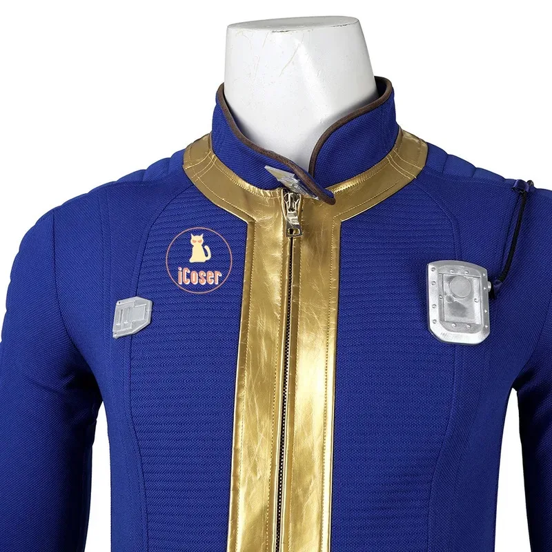 زي تنكري للرجال والنساء، بدلة نجاة، بذلة زرقاء، إكسسوارات للذراع، حفلة الهالوين، الخريف، Cos Out Vault 75