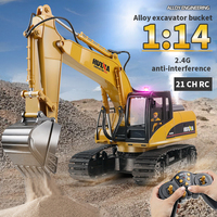 Huina 550HD 1:14 Alloy 21 Channel Remote Control Excavator Metal Version 2.4G Wireless Large Construction Vehicle Excavator Toys