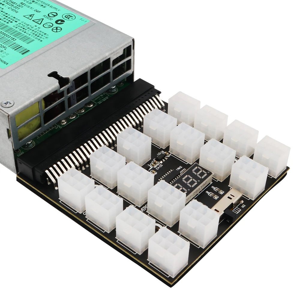 Versión actualizada ATX 17x 6Pin fuente de alimentación Breakout Board Adaptador convertidor 12V para Ethereum BTC Mining