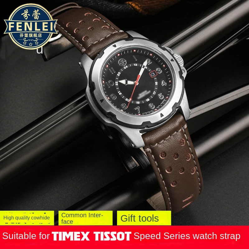 

For Timex Tissot Speed Series High Quality Vintage Genuine Leather Watch Strap Accessories Headlayer Cowhide Watchband 22mm Men