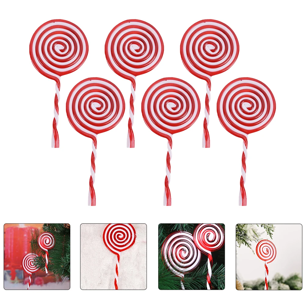 

6pcs Christmas Lollipop naments Red White Plastic Decorations for Tree Party Wedding Holiday Christmas Tree naments