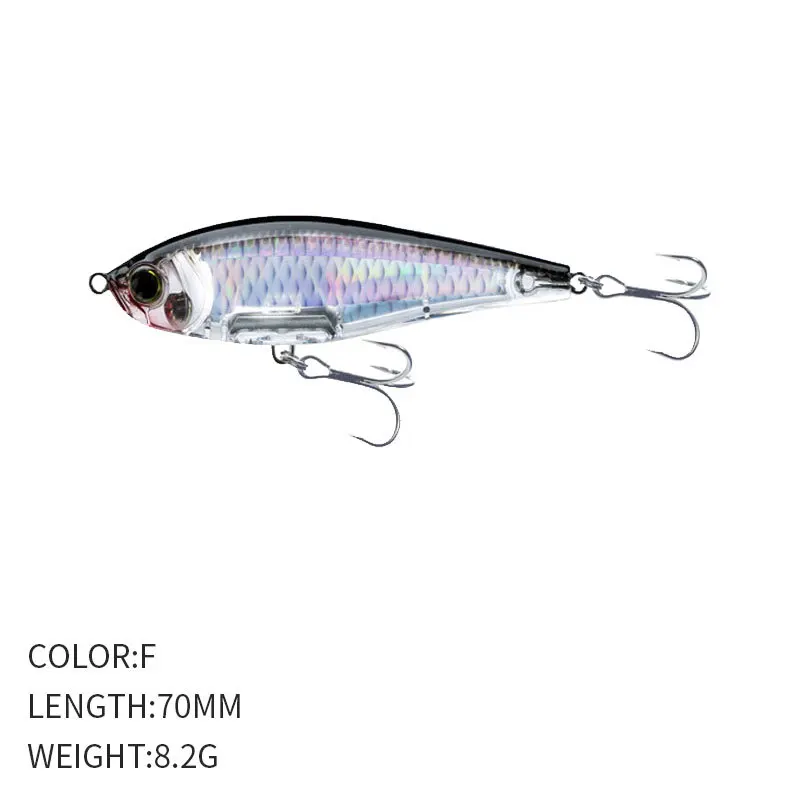 Billings 1 Stück 7cm/8,2g Interner Laser-Sinking-Pencil-Hardbait für Süßwasserflüsse mit Dreifachhaken – Künstliche Bio-Mimetische Köder – Detail 12