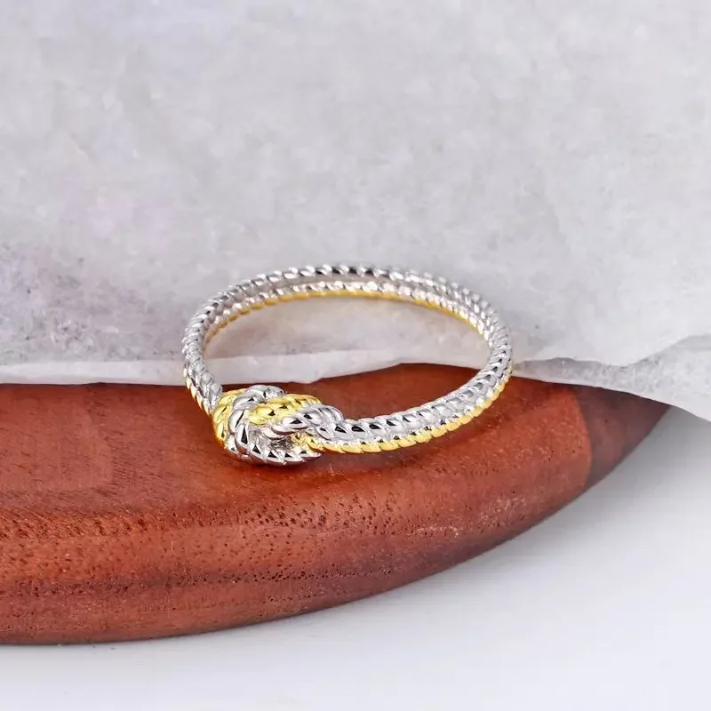 Nieuwe Mode 925 Sterling Zilveren Gouden Knoop Ringen Voor Vrouwen Meisjes Vrouwelijke Vinger Ring Sieraden Verjaardagscadeau Beste Vriend