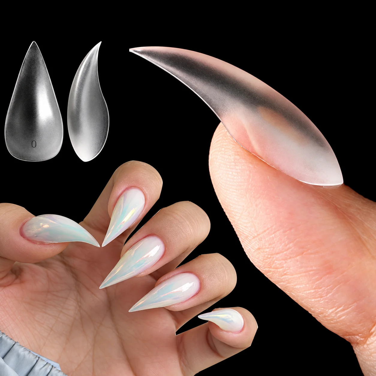 150pcs 3D Cat Claw Press-on Nail Tips 3D Solid Thick Irregular False Nails Semi‑Finished Dragon Cat Claw Nail Tips extensions