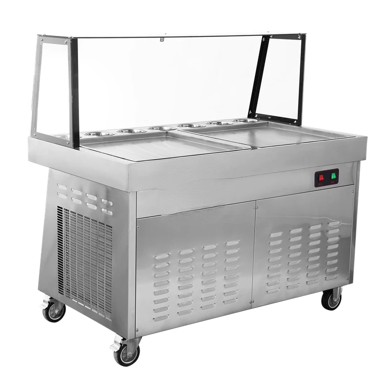 

2400w fried ice cream machine stainless steel ice cream machinedouble pans ice cream roll machine