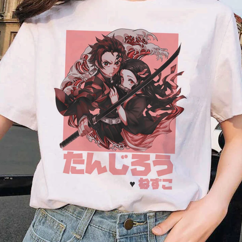 Anime Pattern Japanese Women T-shirt Demon Slayer Cartoon Short Sleeve Clothes Harajuku Oversized Tshirts Summer Tops Female Tee